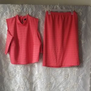 Ashley Stewart Coral 2piece Skirt Set-14/16
